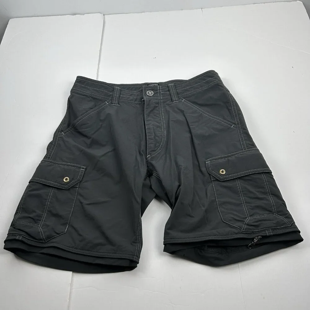 Kuhl Shorts Mens 30 Gray Renegade Convertible Stealth Hiking Cargo Zip Off